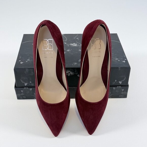 Mavette Burgundy Suede block heel pumps (Sz 39) - Picture 10 of 12